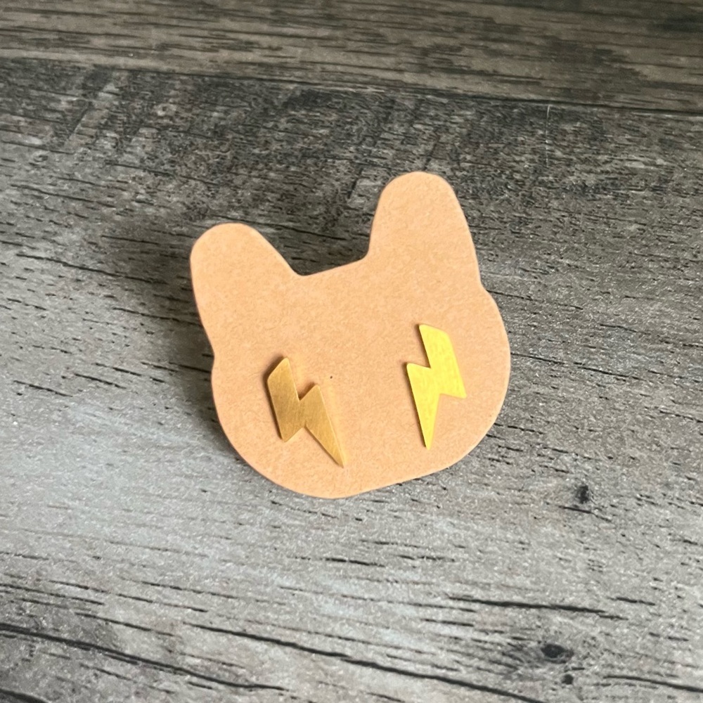 18k Gold Plated Lightening Bolt Stud Earrings - Picture 3 of 9